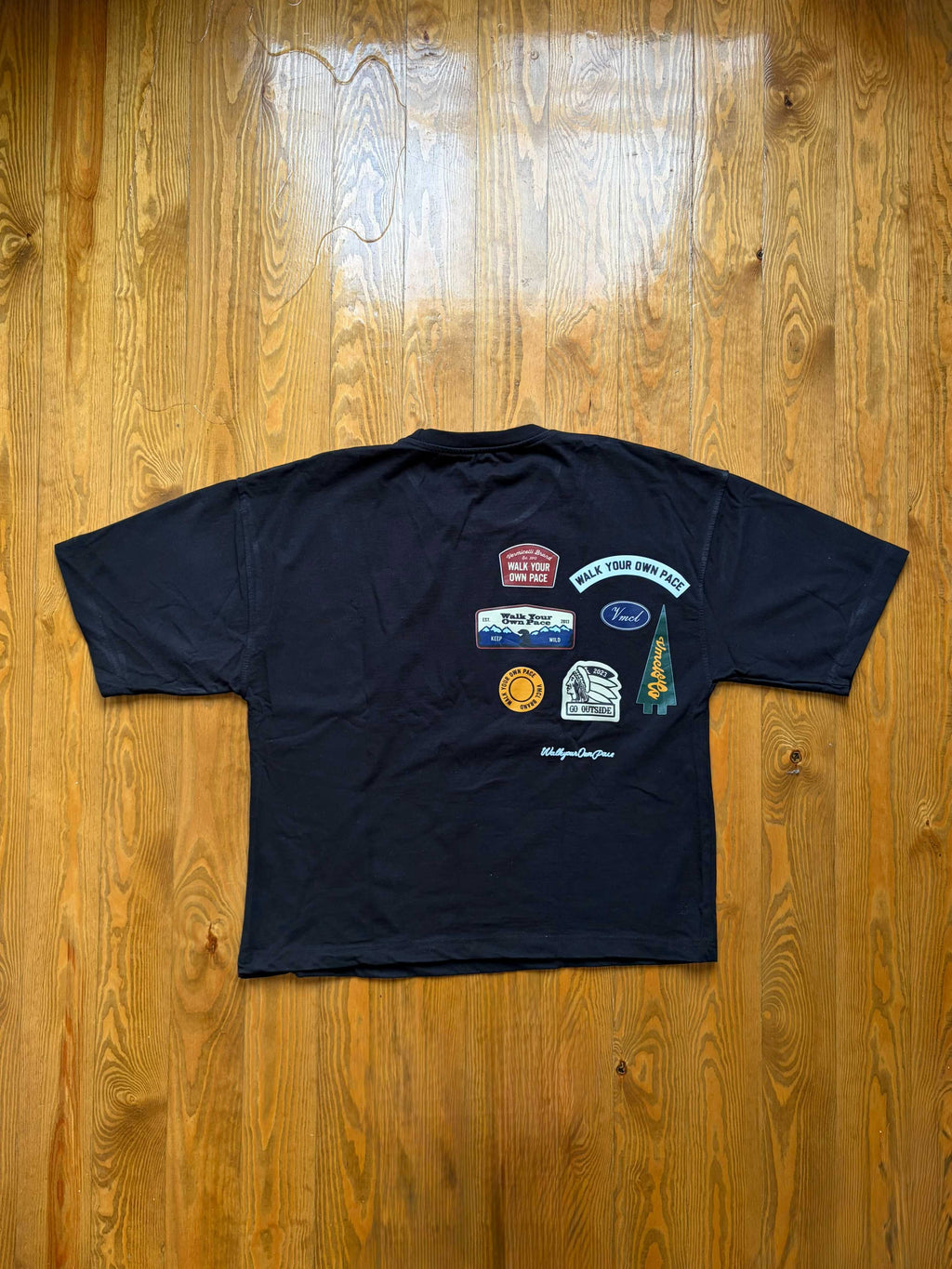 WALK YOUR OWN PACE OVERSIZED BLACK T-SHIRT